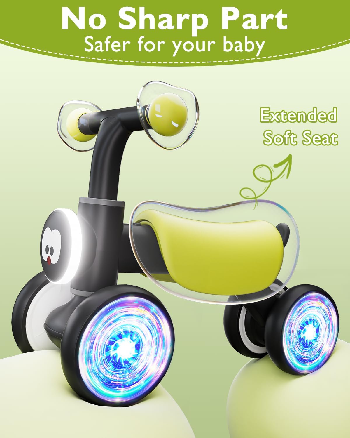 Thumbnail 4 de Colorful Glow Wheel Toddler Balance Bike (12–24 Months) with Soft Music & Animal Sounds