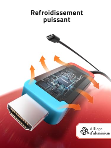 Detalle de Lemorele Câble USB-C vers HDMI 1 m – 4K@60Hz, PD 100W, compatible Switch et plus