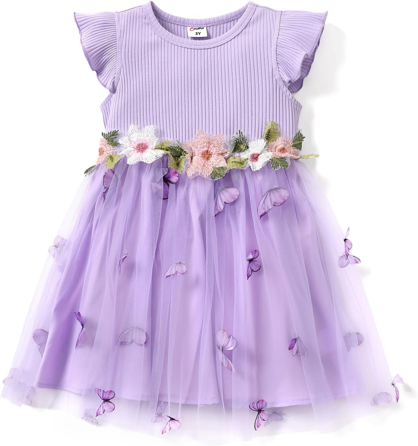 Thumbnail 6 de PatPat Robe de fille en tulle sans manches avec broderies florales (2 à 10 ans) pour mariage, cérémonie et fêtes