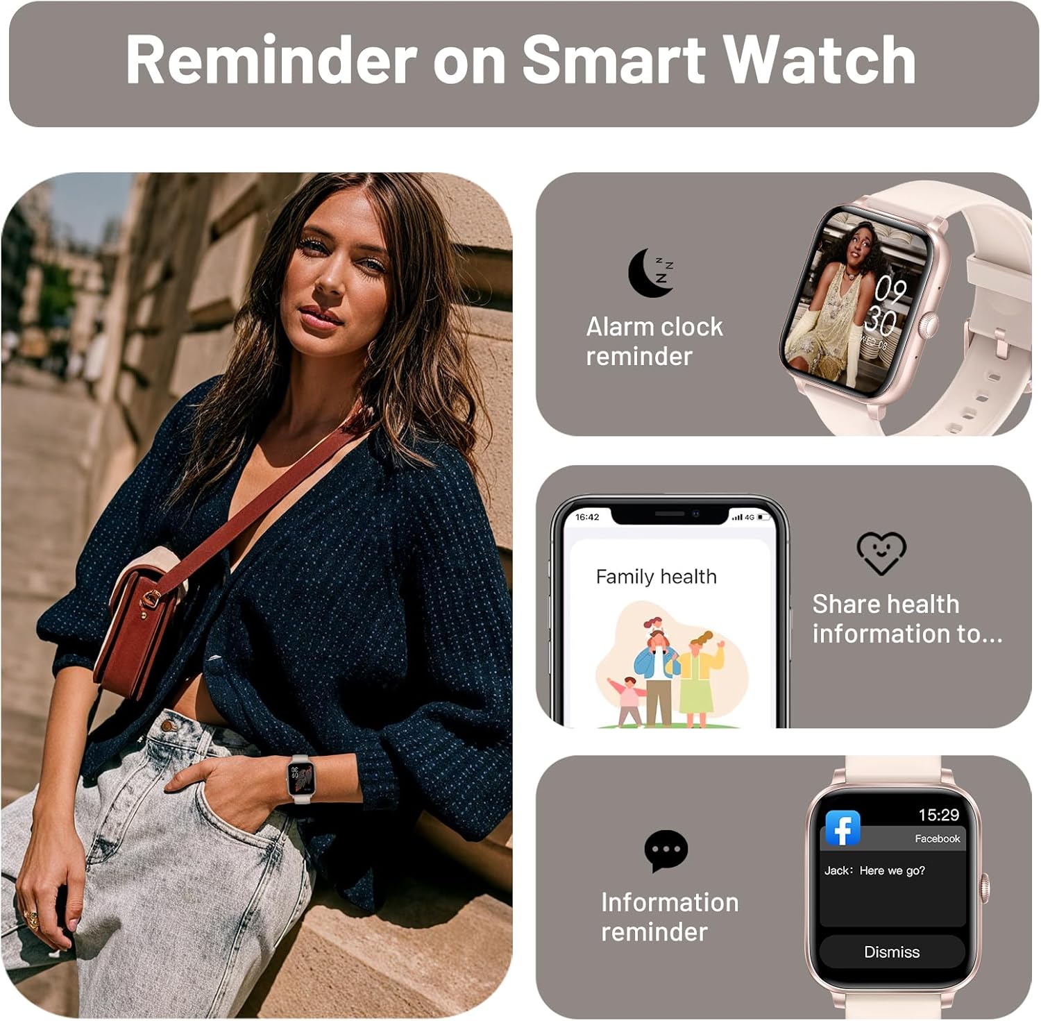 Thumbnail 5 de Unbranded Smart Watch for Men & Women with Bluetooth Calling, 1.83" HD Touch Screen and IP67 Fitness Tracking