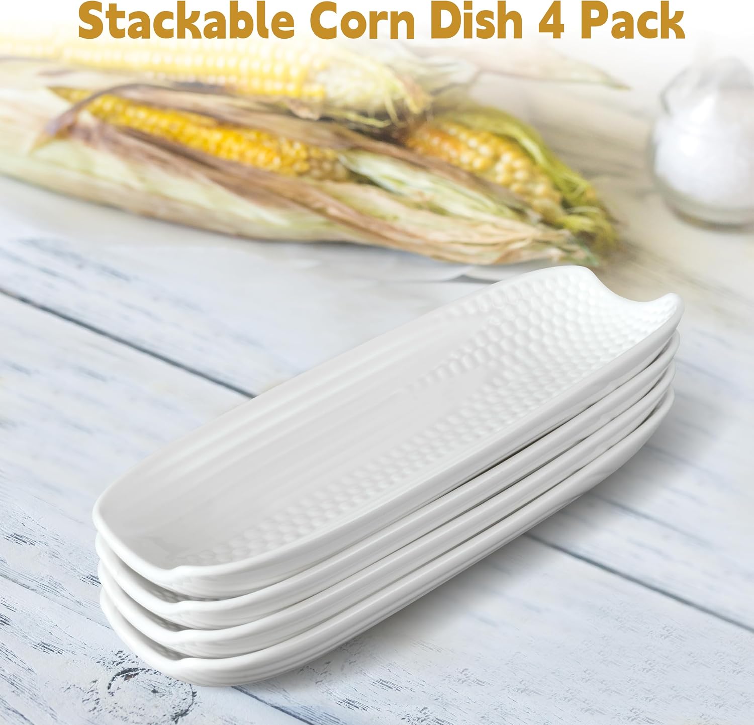 Thumbnail 1 de Cinf Ceramic Corn Cob Holders 8.8" corn dish set 🍽