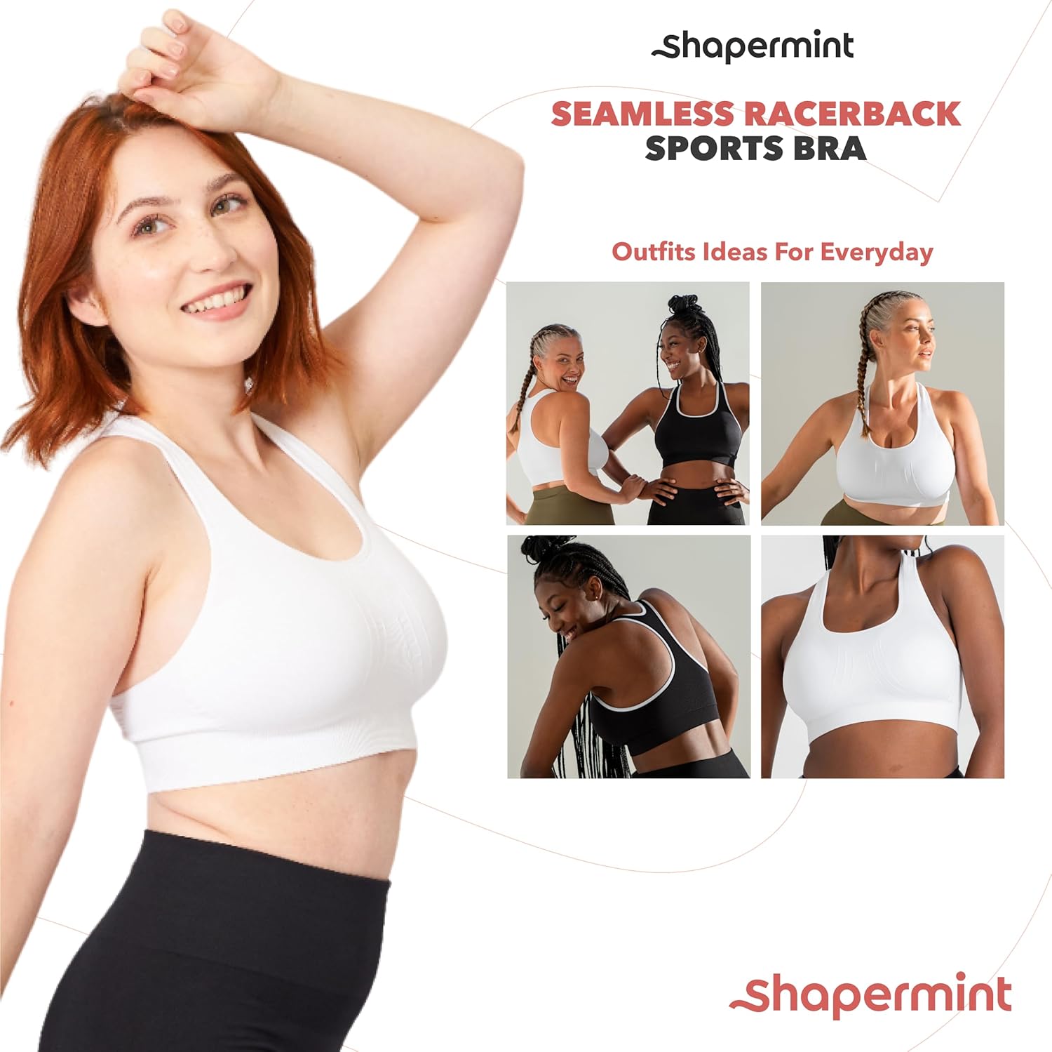 Thumbnail 6 de SHAPERMINT High Support Plus Size Sports Bra (Wireless) with Removable Cups
