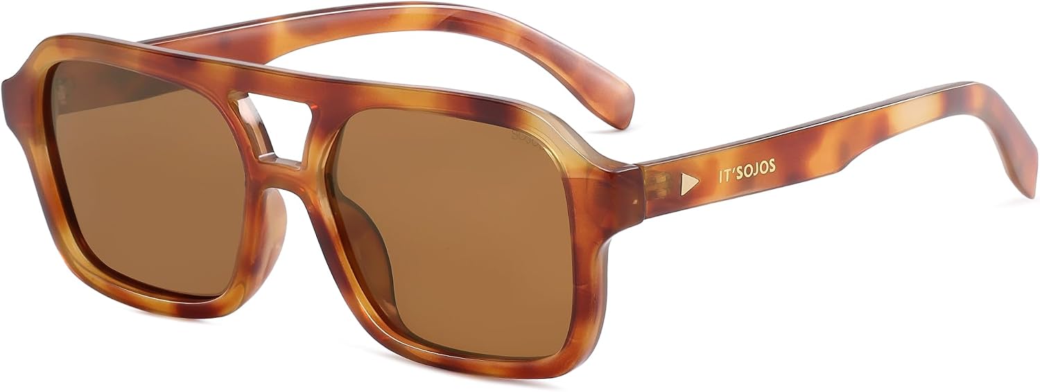 Detalle 2 de SOJOS SJ2342 Retro Rechteckige Sonnenbrille – Polarisierte Quadratische Brille mit UV400