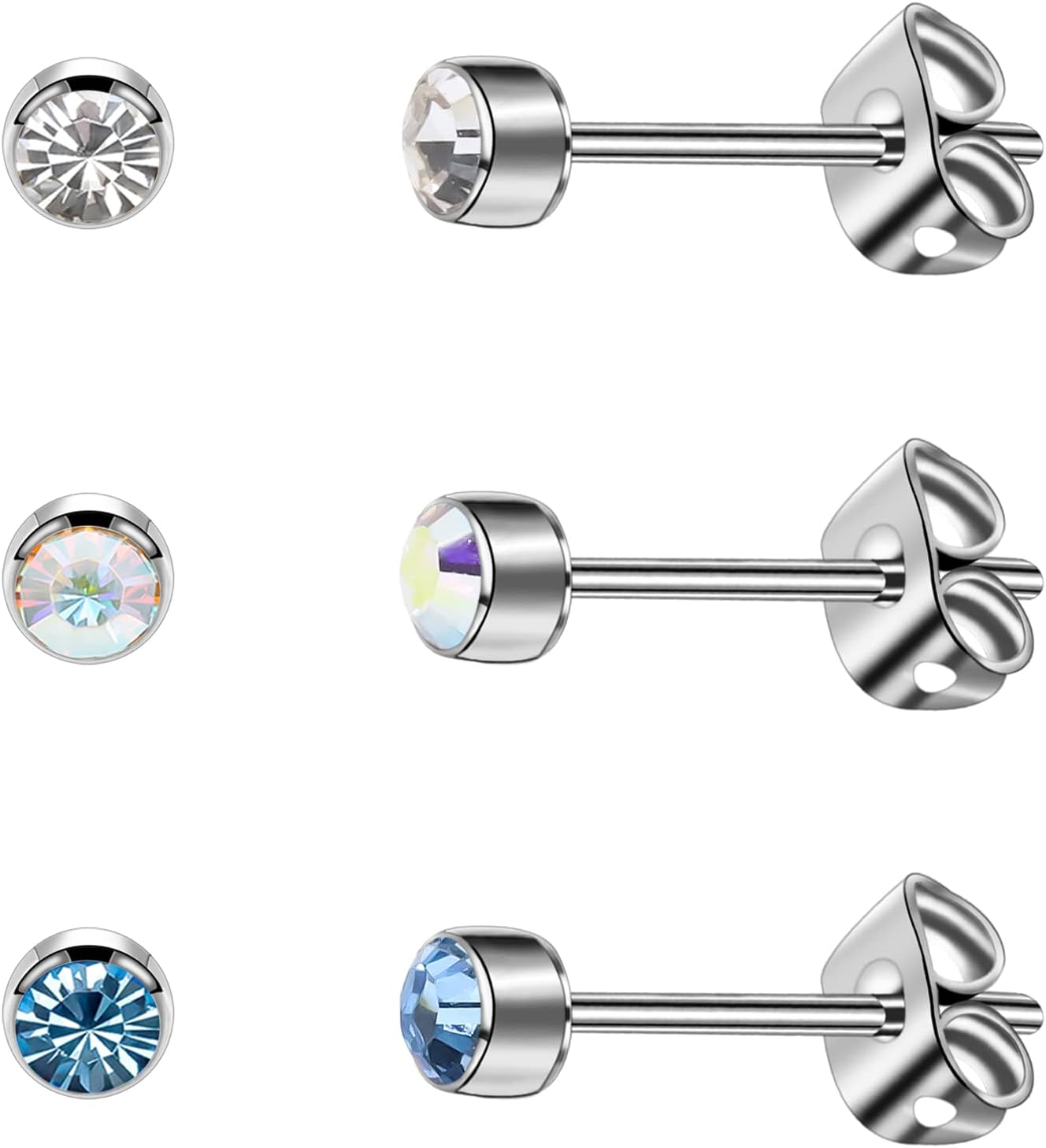 Thumbnail 4 de 3er-Set Titan-Ohrstecker 4–5 mm, hypoallergen