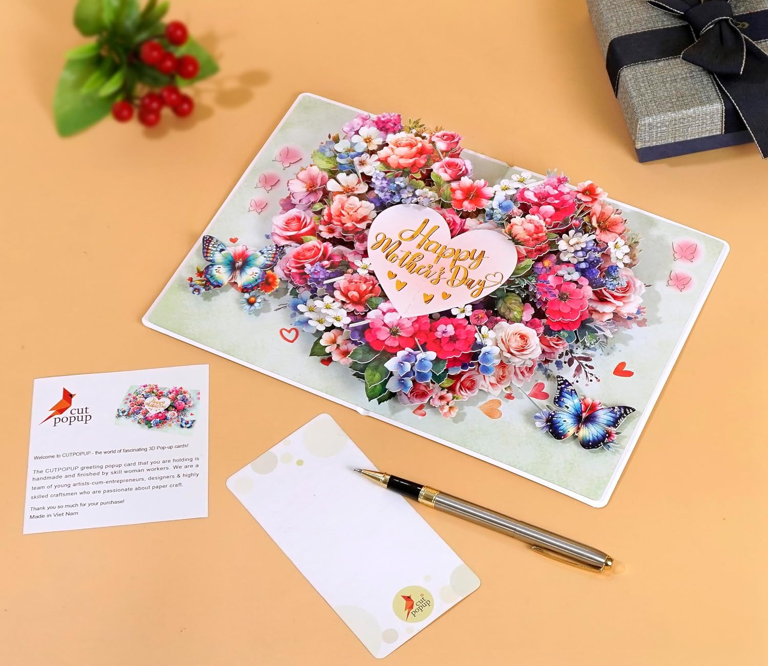 Detalle de CUTPOPUP Yellow Rose – Pop-Up-Karte mit gelbem Rosenkorb für Geburtstage, Muttertag & mehr