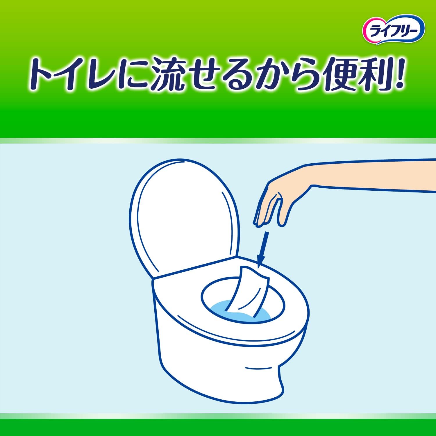 Detalle de ライフリー らくらくおしりふき 厚手シート・トイレに流せる 432枚(72枚×6)