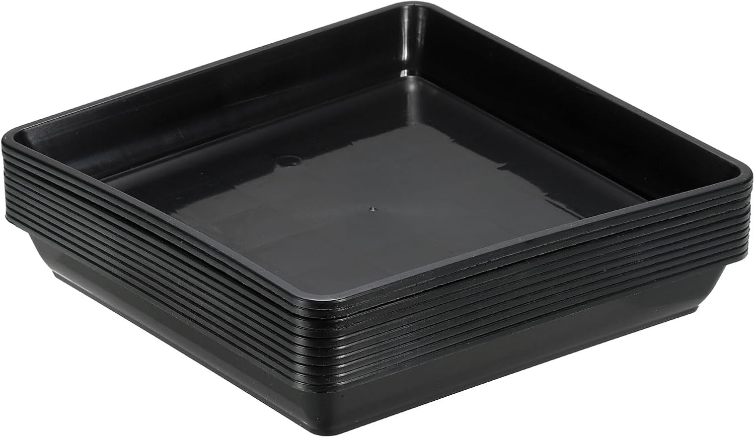 PATIKIL 9 inch square plant saucers (10-pack) in black plastic