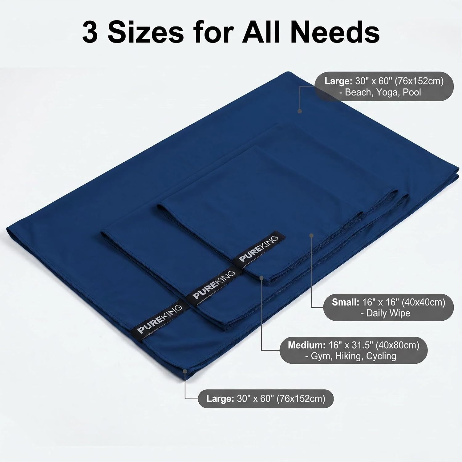 Thumbnail 6 de Pureking Microfibre Gym Towels 3-Pack