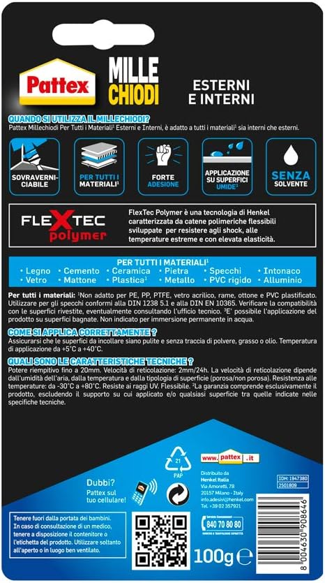 Detalle 2 de Pattex Millechiodi Esterni & Interni 100g