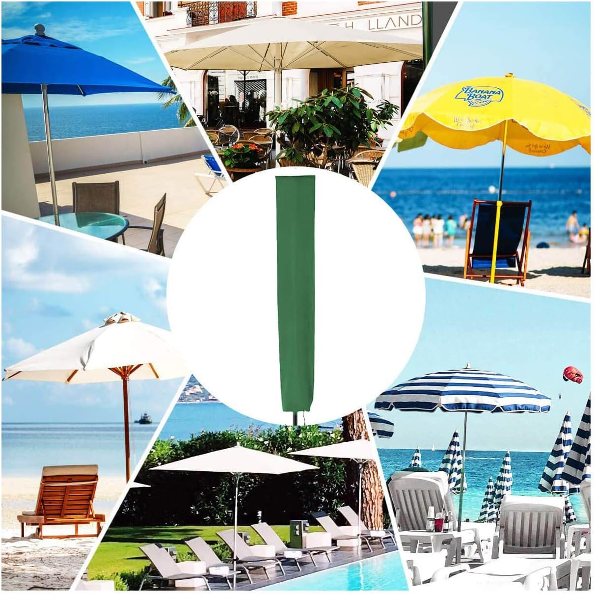 Thumbnail 5 de PATIO PLUS Parasol Cover (Waterproof 600D Oxford PVC) for Garden Umbrellas, Green, 153 x 30 x 30cm