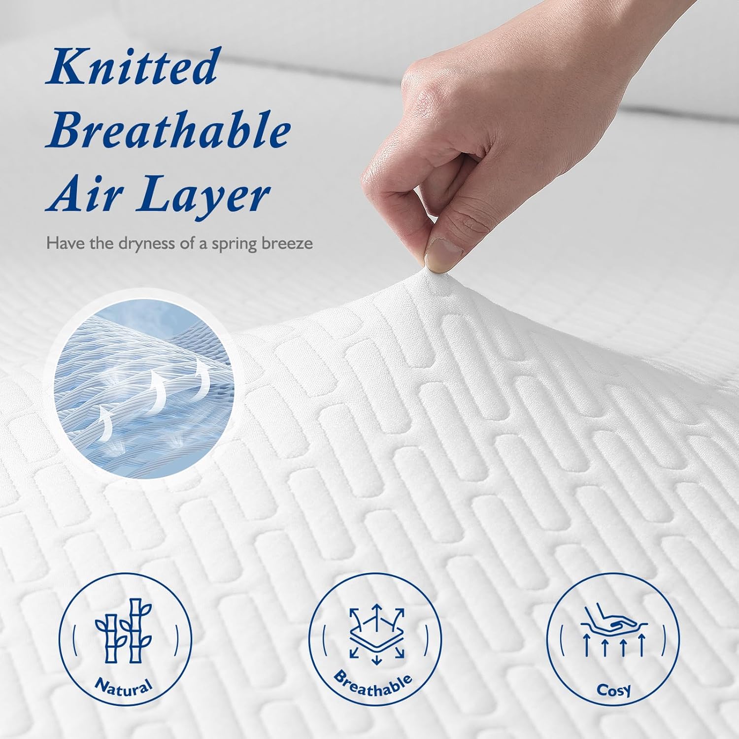 Detalle de DOPEDIO Memory Foam Mattress Topper (Super King) with OEKO-TEX Certified Bamboo Cover