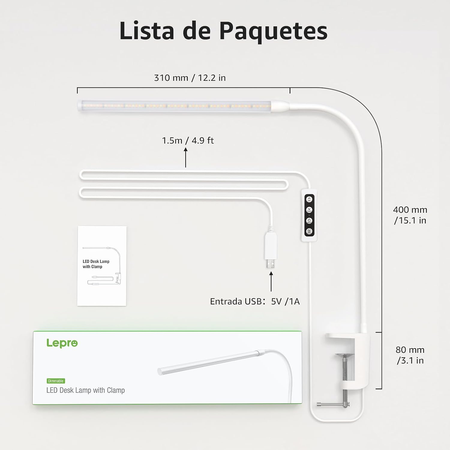 Thumbnail 6 de Lepro Lámpara Escritorio LED con Pinza 460LM