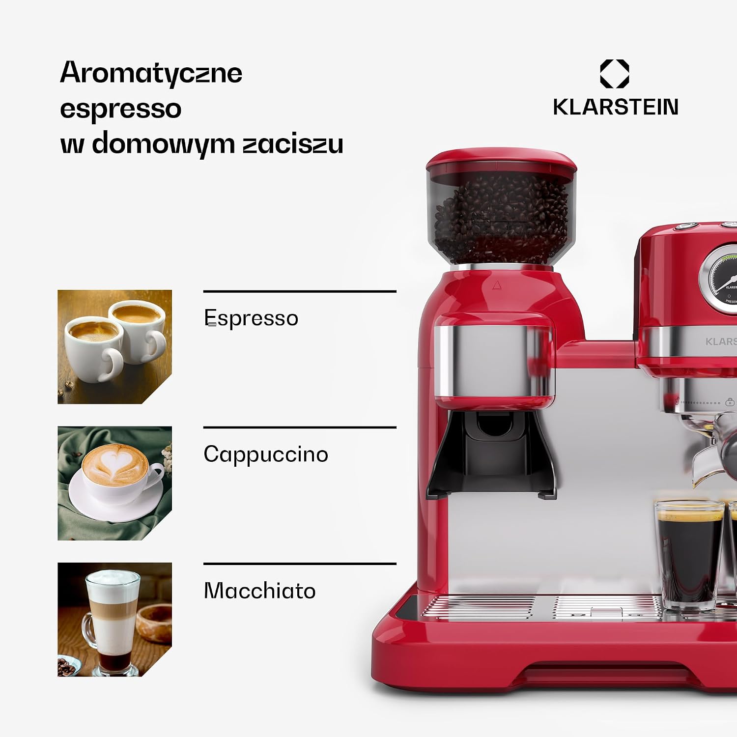 Thumbnail 6 de Klarstein Bella Café Espresso Machine with 19-Bar Pressure, Grinder & Milk Frother