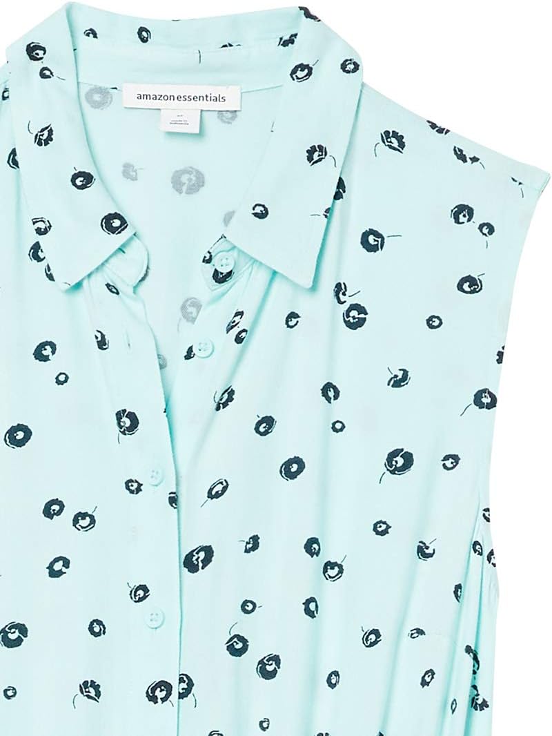 Detalle de Amazon Essentials Women's Relaxed Fit Casual Sleeveless V-Neck Swing Shirt Dress