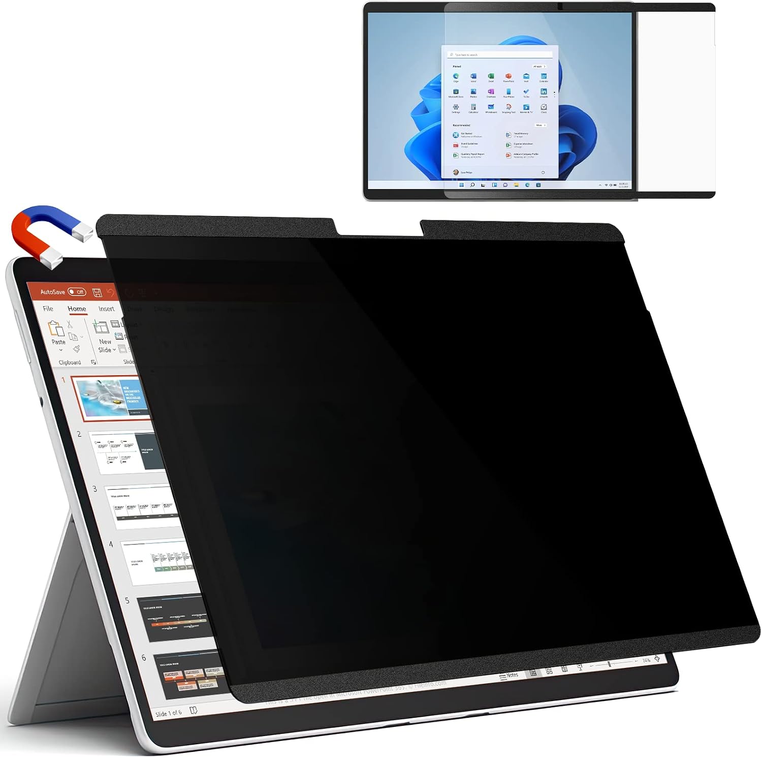 Detalle de IPROKKO Magnetic Privacy Screen for Microsoft Surface Pro 9/8/X (13 Inch) – Privacy Filter with Magnetic Attachment