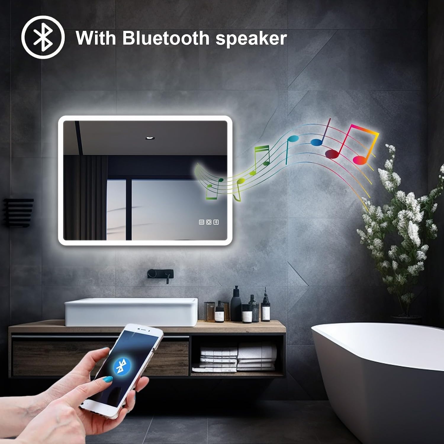 Thumbnail 6 de MIQU Specchio da bagno a LED 80x60 cm