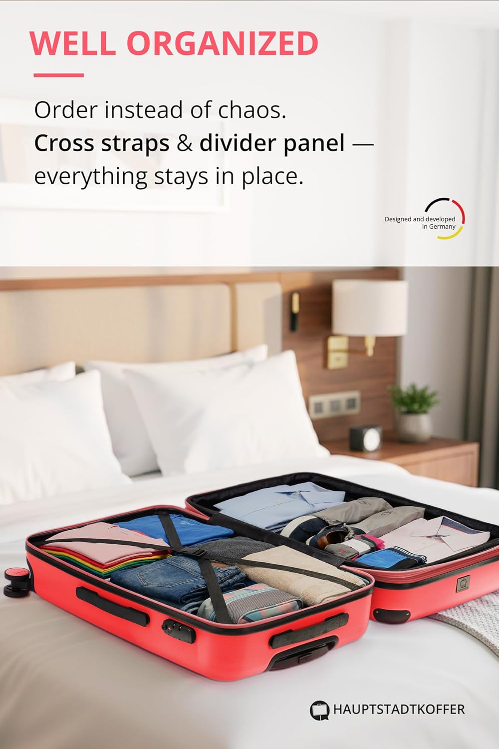 Detalle de Hauptstadtkoffer Spree – Mittelgroßer Hartschalenkoffer (65 cm, 74 L, Korall) mit TSA, 4 Rollen