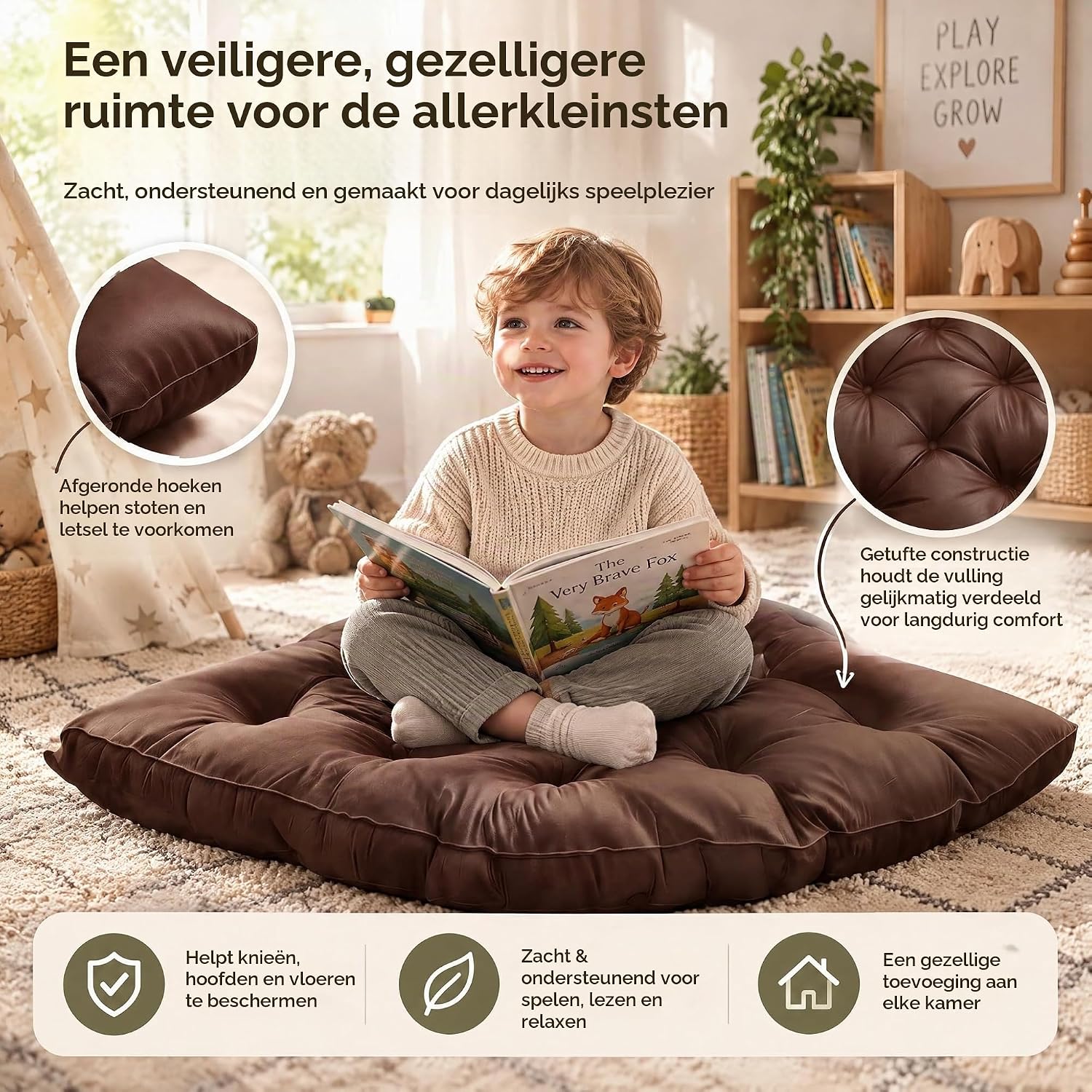 Detalle de LiveGo N33-102-6128@CWUKFBM vloerkussen 100 x 100 cm, antislip