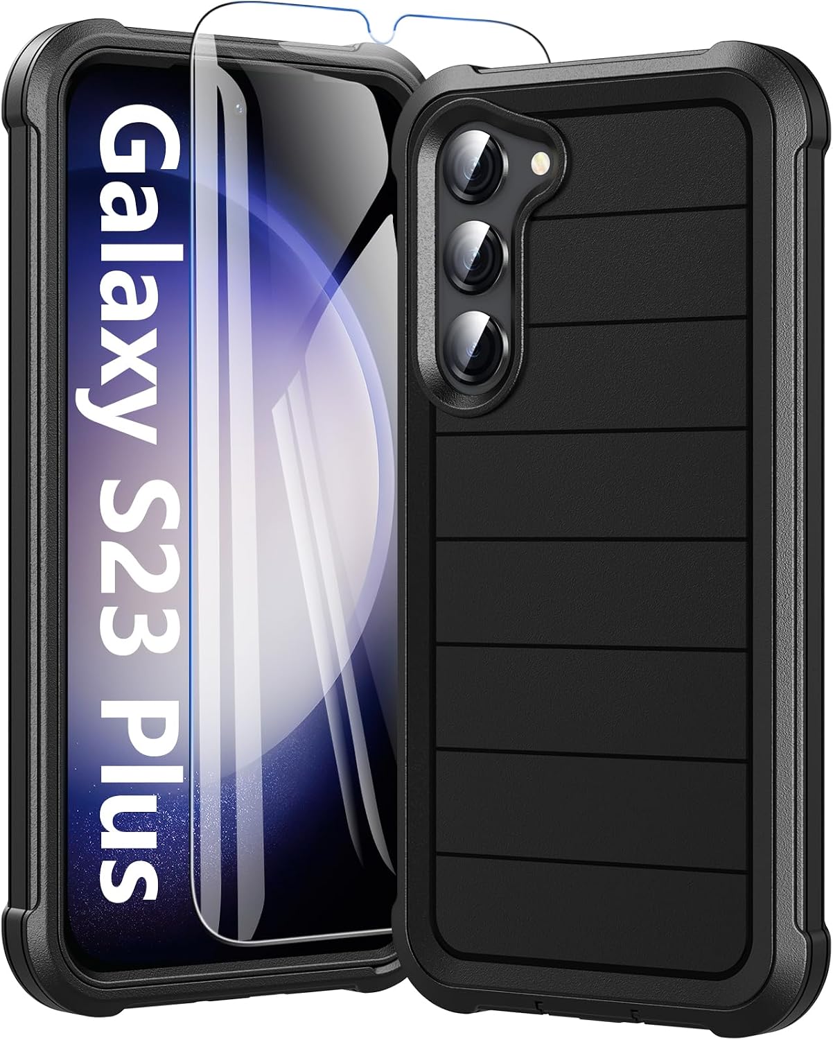 Detalle de Hensinple Rugged Case with Tempered Glass for Samsung Galaxy S23+