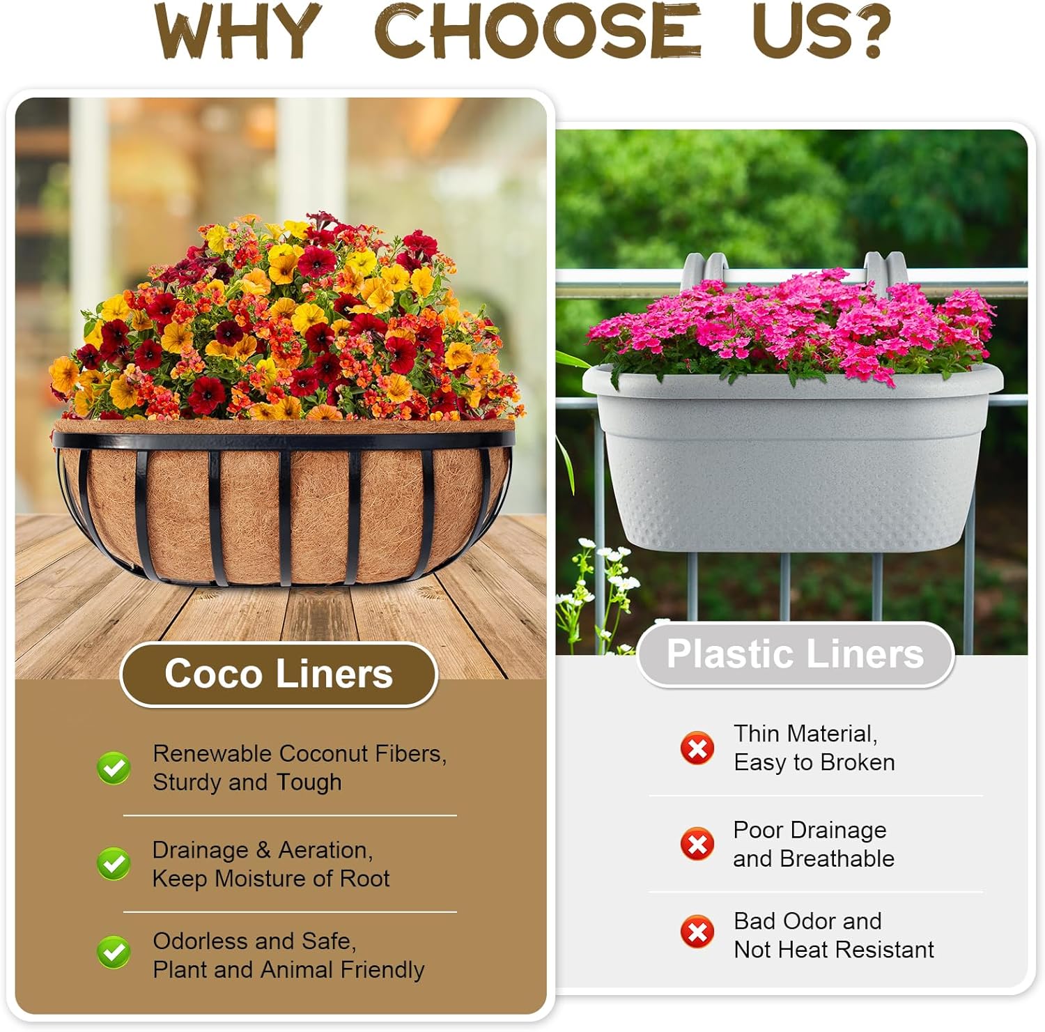 Thumbnail 4 de Riare 4-Pack 24-Inch Coconut Coir Planter Liners for Hanging Baskets and Wall Pots