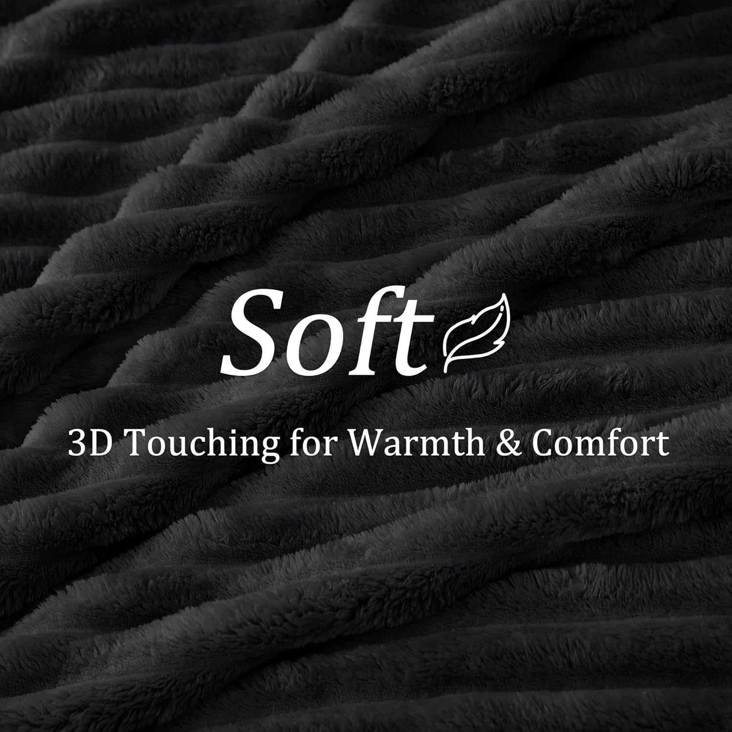 Thumbnail 3 de BEDELITE Fleece Black Throw Blanket: 50" x 60", 300GSM, Soft & Warm Striped Throw for Couch