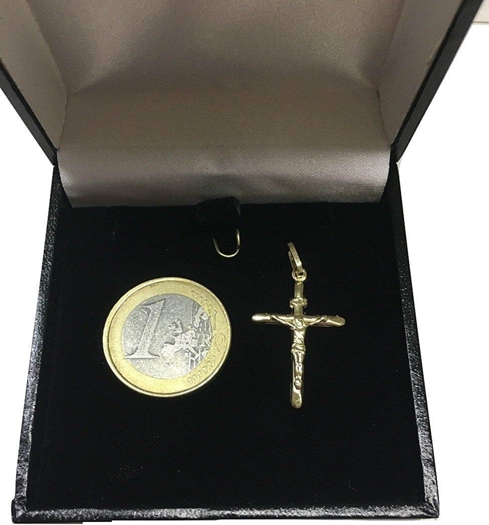 Detalle 2 de Pendentif croix avec Jésus en or jaune 750 – 18 carats, unisexe, 27 x 17 mm