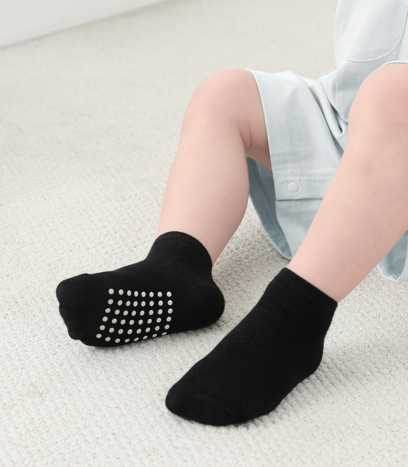Detalle de JAKIDAR 12-Pair Baby & Toddler Cotton Ankle Socks with Non-Slip Grips