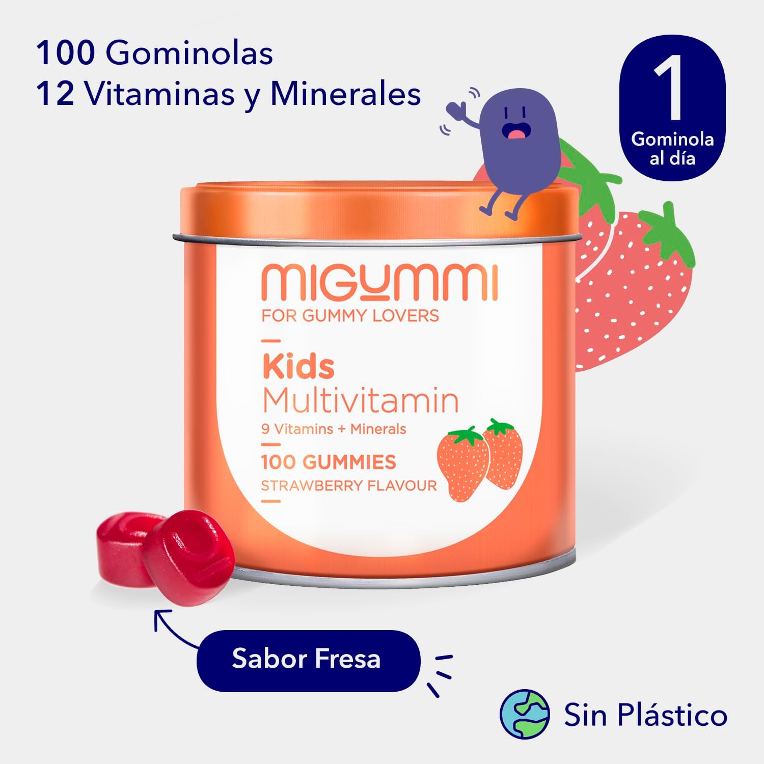 Detalle 2 de Gominolas multivitaminas 100 gummies para niños 🍬