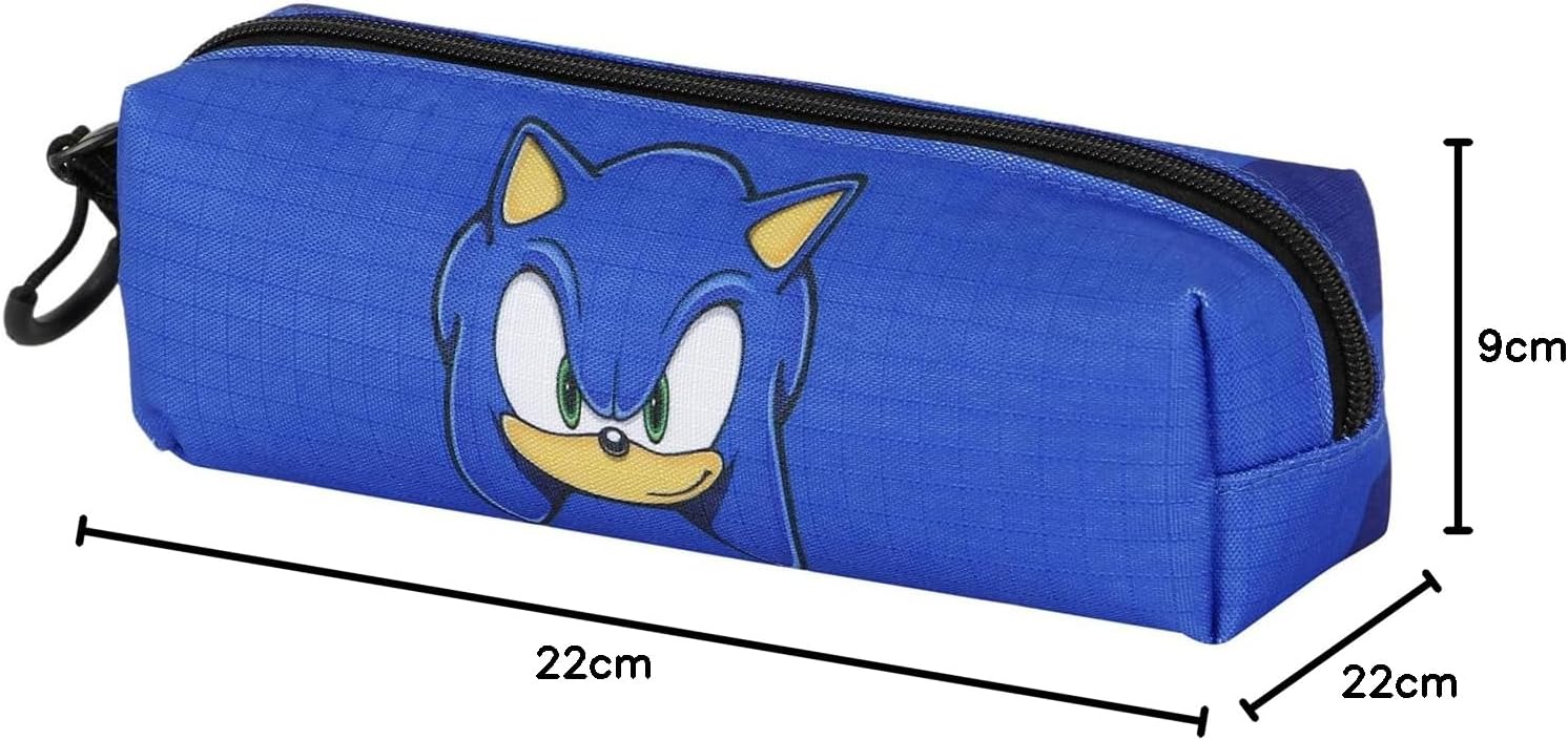 Detalle de Astuccio quadrato Sonic the Hedgehog in ripstop blu (SEGA) 7 x 22 x 9 cm