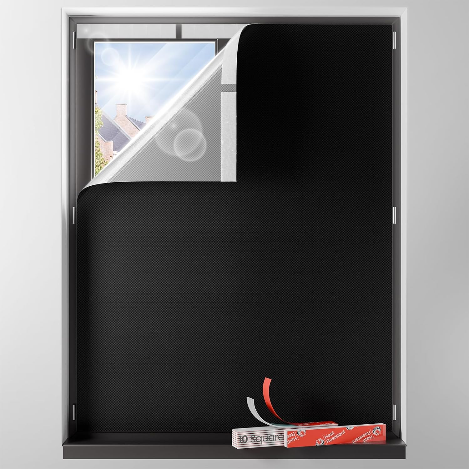 Detalle de Sumobaby Blackout Curtain, 52" x 48", Portable No-Drill Shade, Black
