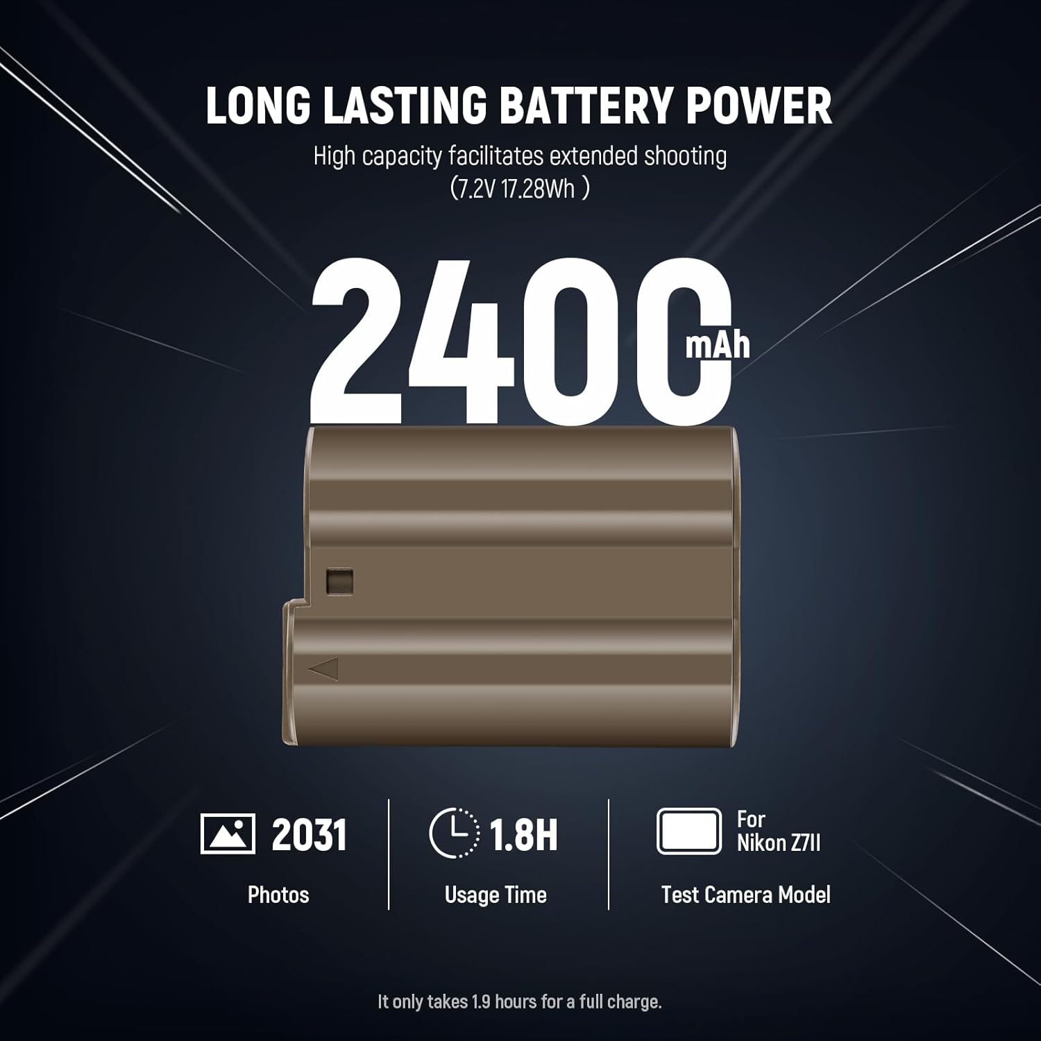 Thumbnail 3 de Neewer 2400mAh EN-EL15c Replacement Battery with USB Type C Fast Charging for Nikon Z cameras and select Nikon DSLR models