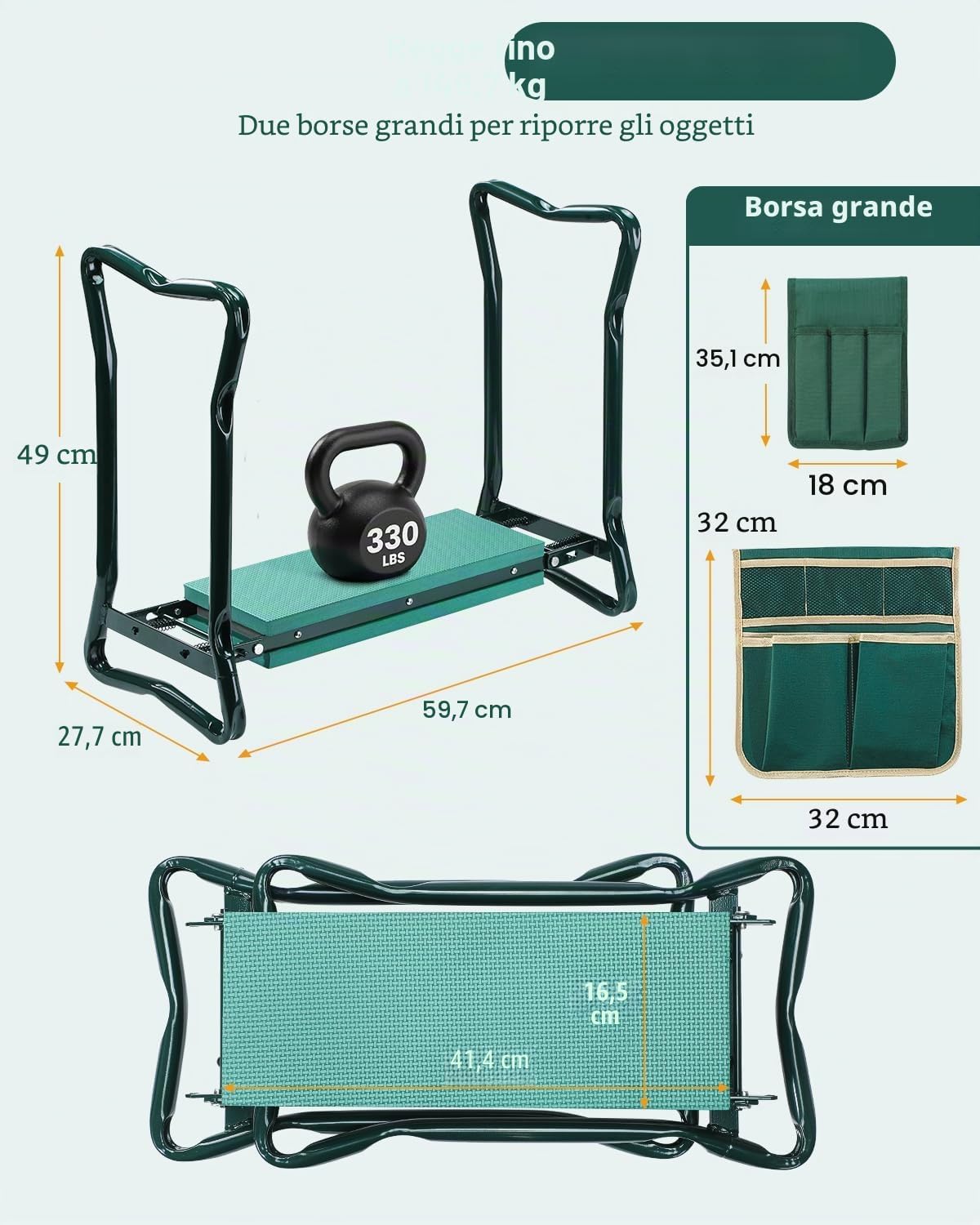Detalle de Ohuhu Inginocchiatoio da Giardino e Sedile 2-in-1: seduta comoda, pratiche tasche e comfort EVA