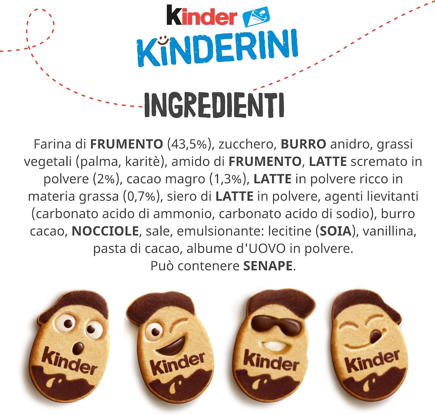 Thumbnail 1 de Kinder Kinderini Biscotti Frollini al Latte e cacao con cremosi decori – Confezione da 250 g