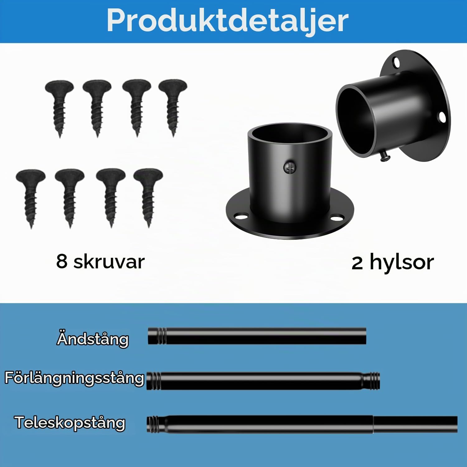 Detalle de Aiitomg utdragbar klädstång för garderob, 68–110 cm, vit, Ø 32 mm