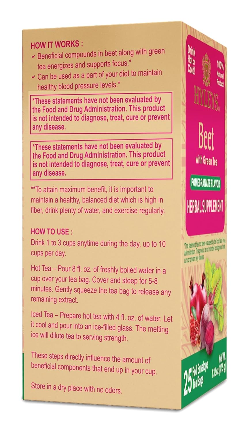 Detalle de Hyleys Beet and Green Tea, 150 Tea Bags