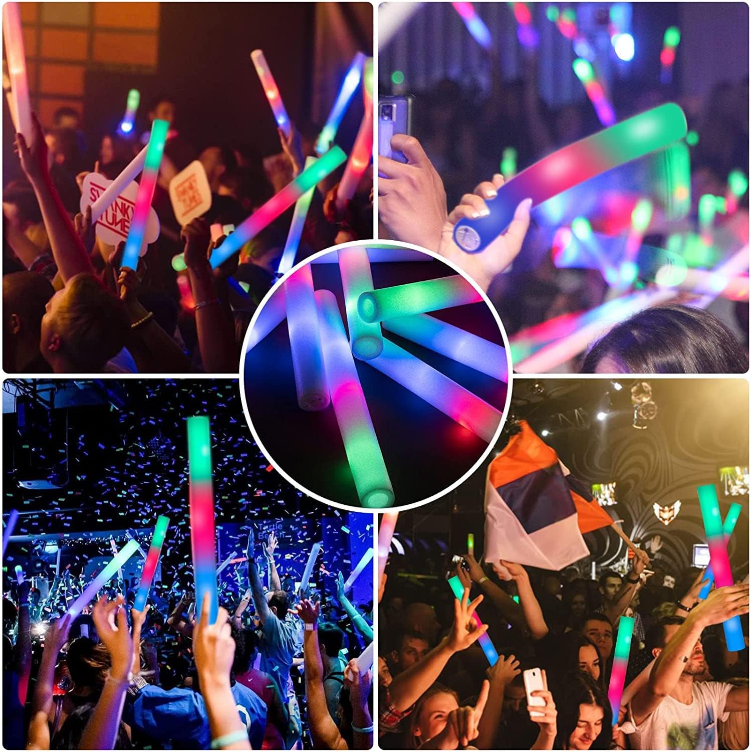 Thumbnail 5 de SHQDD 100PCS LED Foam Sticks – 3-Mode Colorful Glow Foam Light Up Sticks for Parties