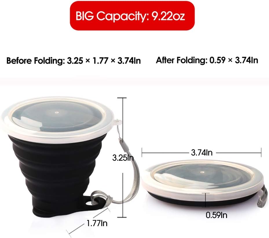 Detalle 2 de ME.FAN MF-SCTC Collapsible Travel Cup Set, 4-Pack, 270 ml, Graduated