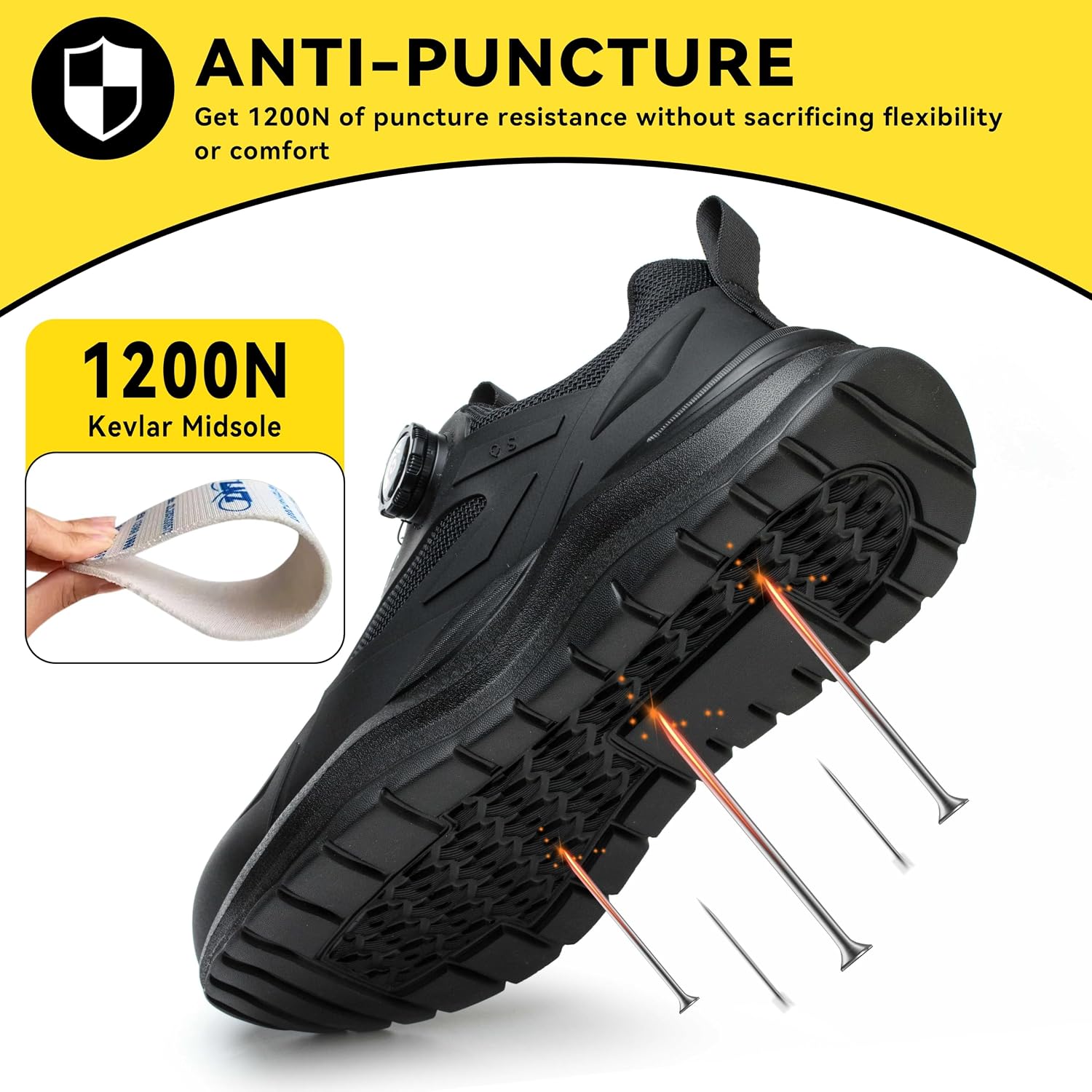 Detalle de DYISOFY Safety Trainers for Men & Women – Steel Toe, Lightweight, Waterproof