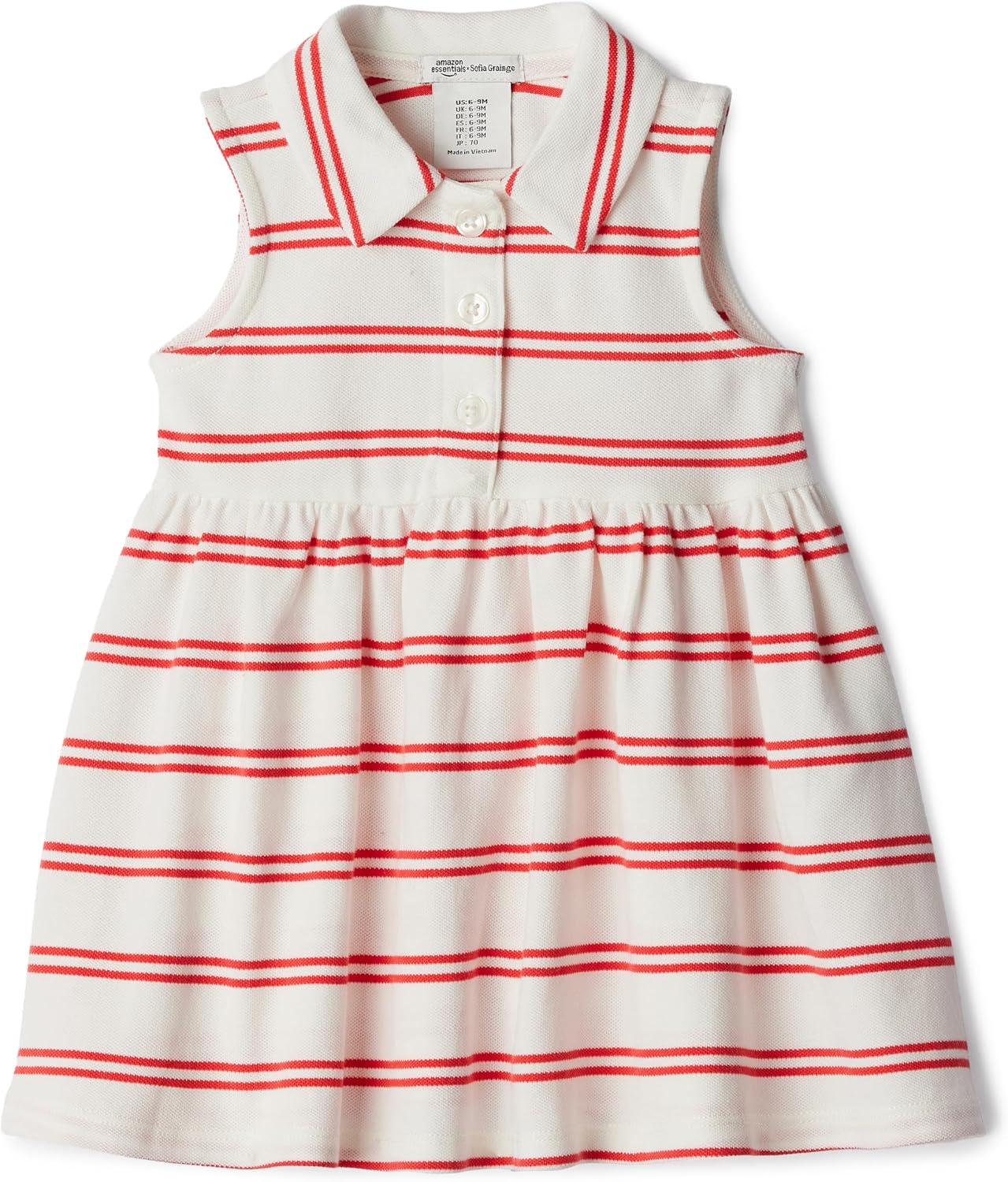 Detalle de Amazon Essentials x Sofia Grainge Mädchen Ärmelloses Kleid aus Baumwollpiqué