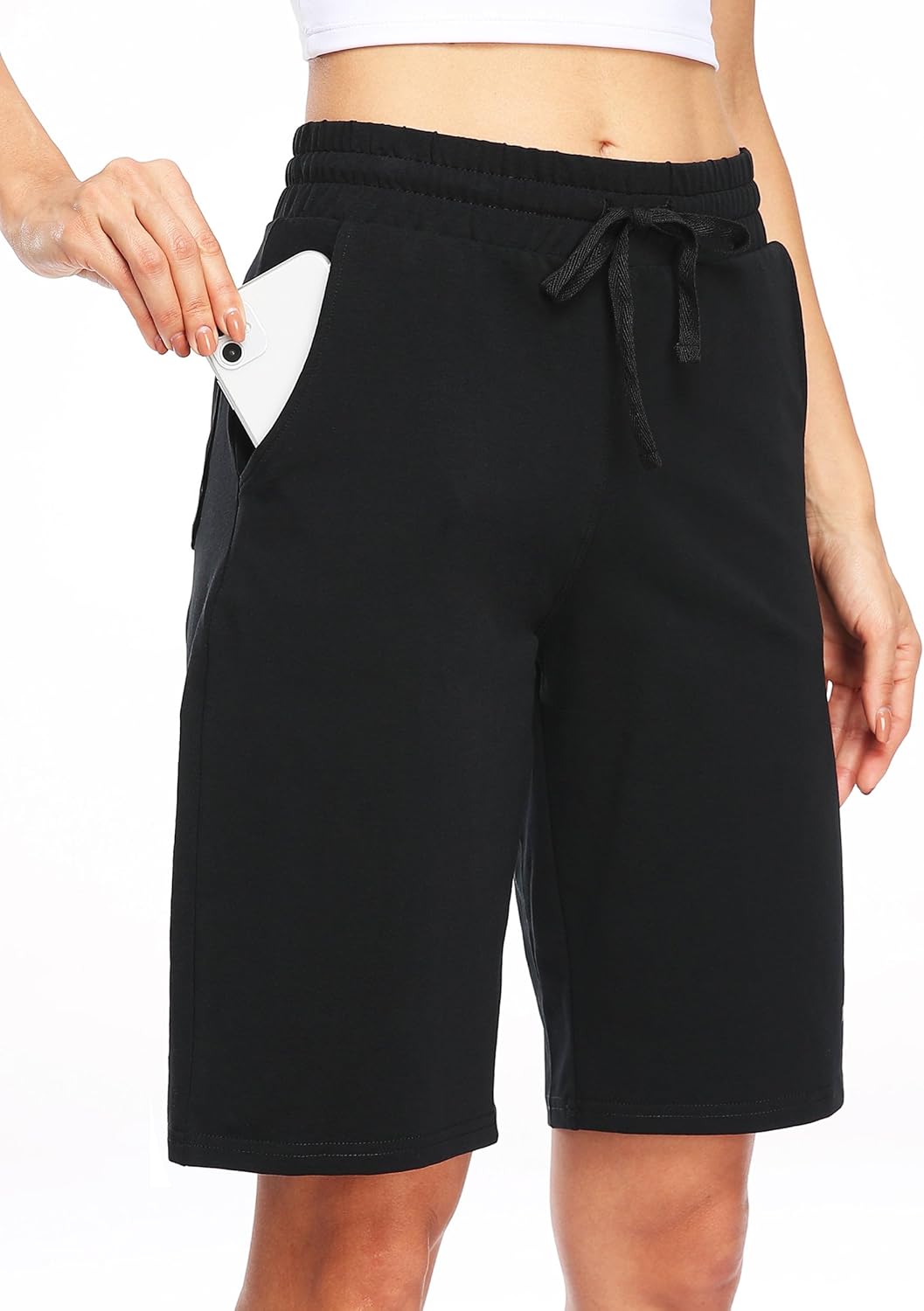Detalle de WILLIT Damen Shorts Bermuda aus Baumwolle – 10" Innennaht, Taschen, sportlich-lounges Fit
