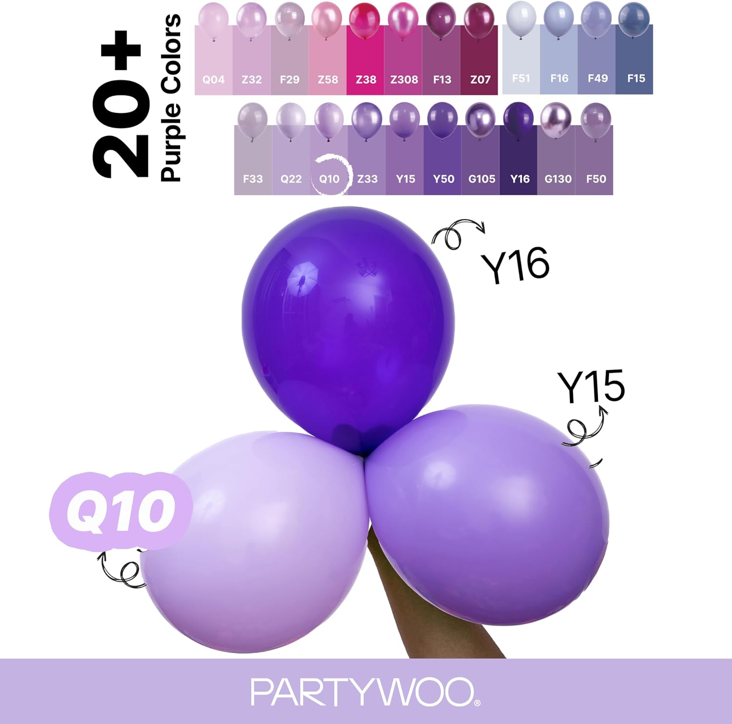 Detalle 2 de PartyWoo Lavender Balloons 127 pcs ๐