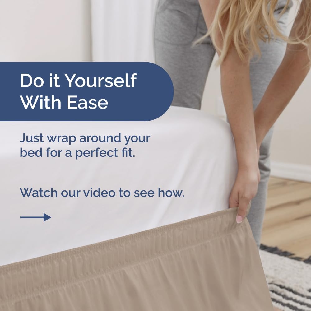 Thumbnail 2 de Wrap Around Dust Ruffle Bed Skirt (Wheat) for King Size Beds with 15 Inch Drop