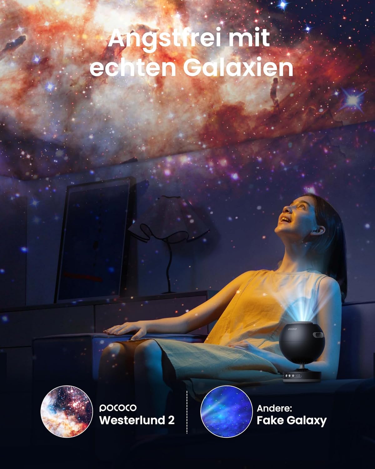 Detalle de POCOCO Sternenhimmel Projektor Galaxie Stern Projektor 2 Discs
