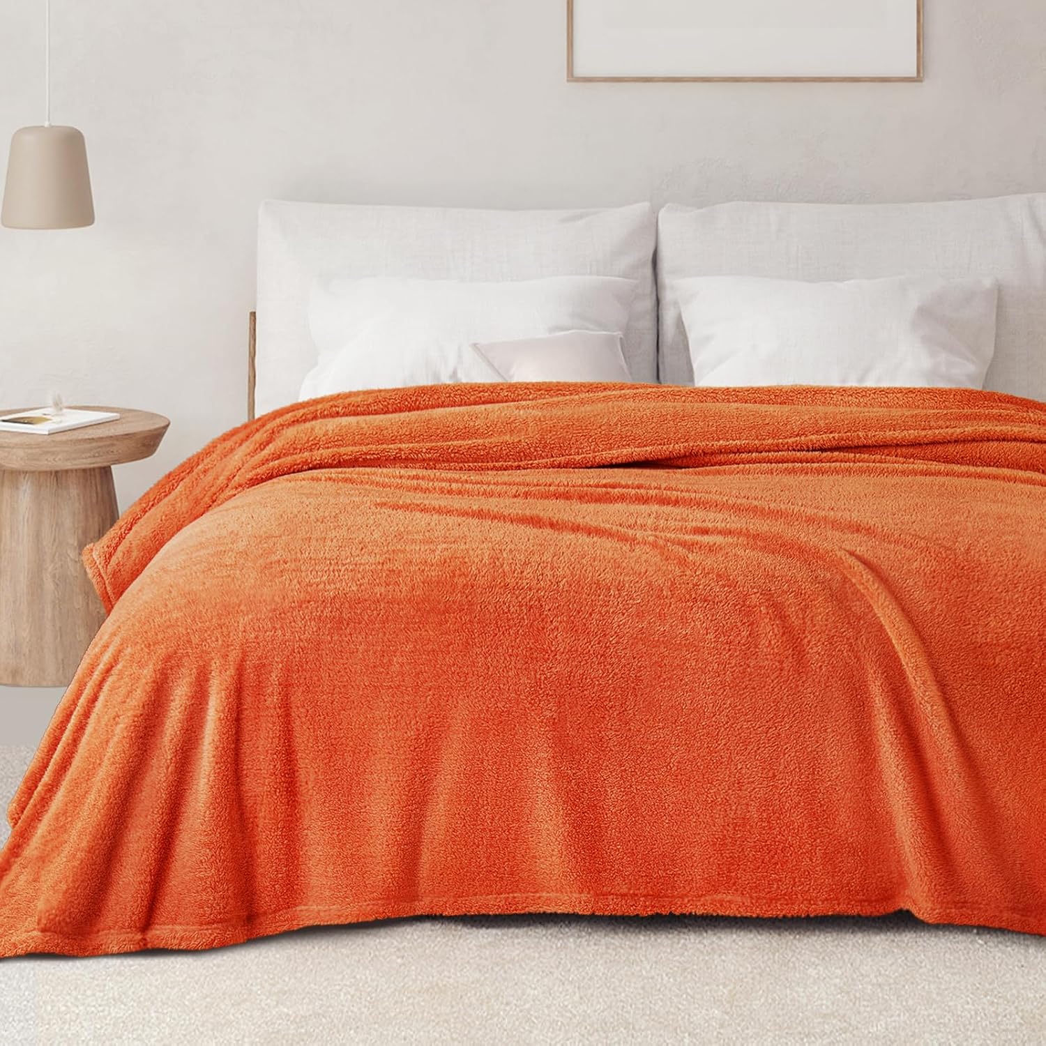 Thumbnail 1 de Exclusivo Mezcla Plaid polaire velours 230x270 cm Orange – couverture douce et moelleuse pour canapé ou lit