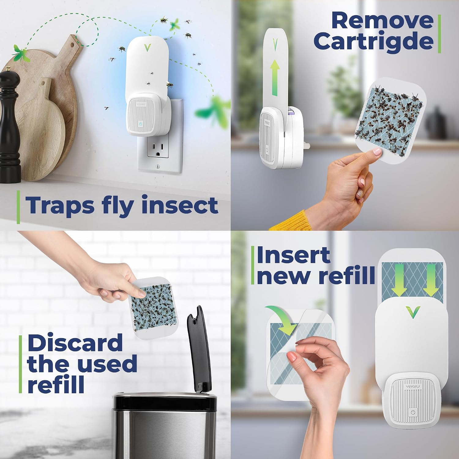Detalle 2 de VEYOFLY Indoor UV Light Gnat Trap with 2 Devices and 4 Refills
