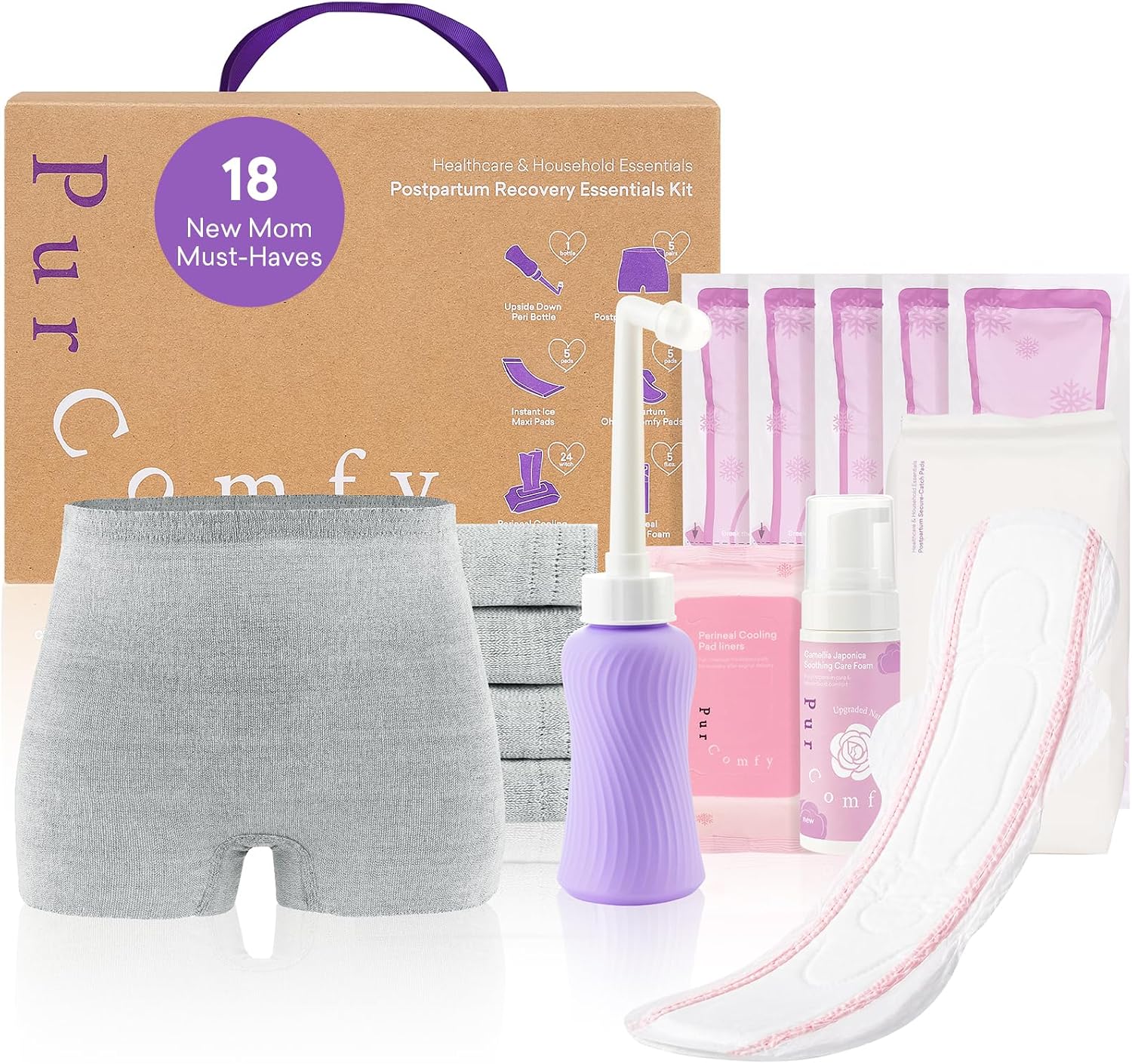 PurComfy 18 Pcs Postpartum Essentials Recovery Kit