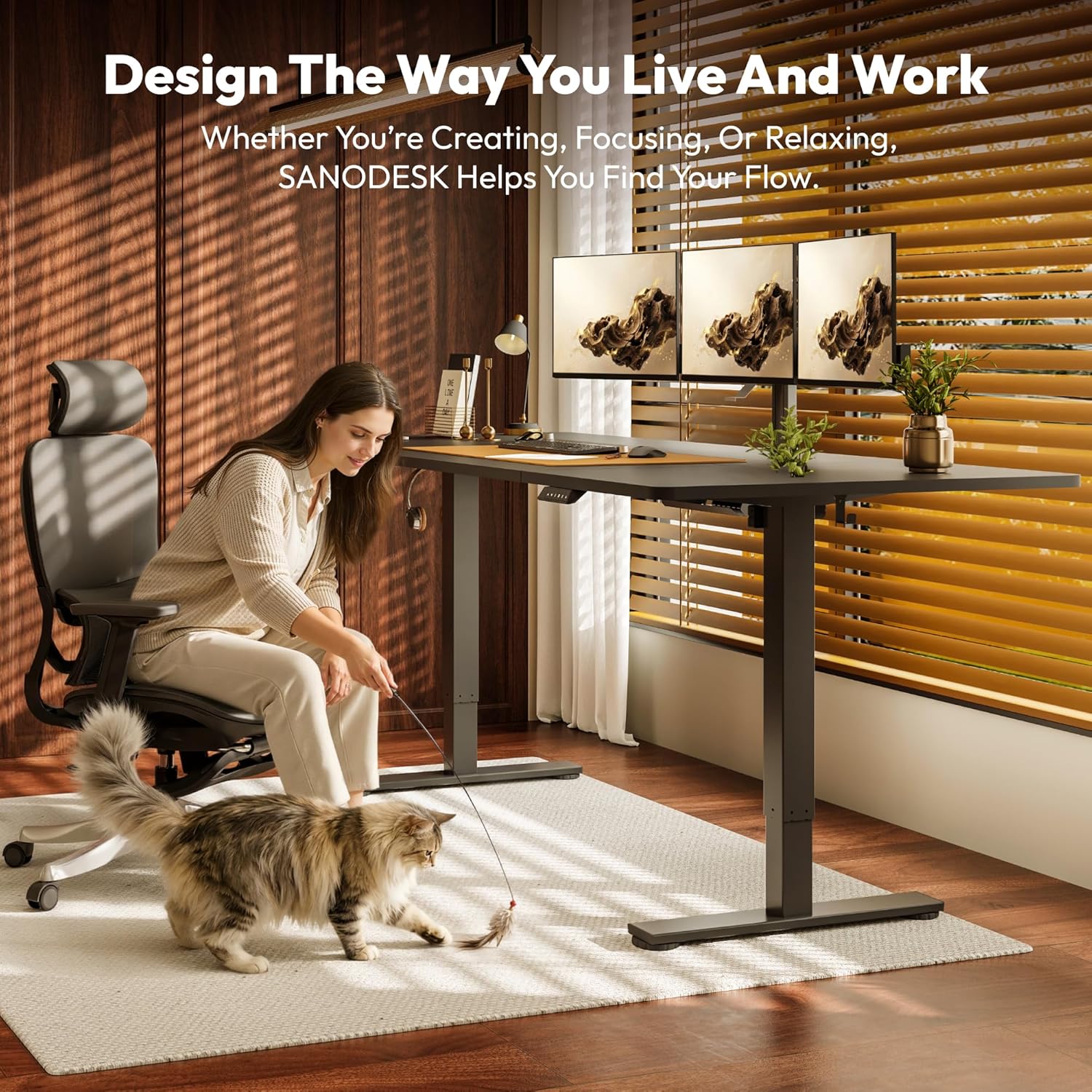 Thumbnail 1 de SANODESK Höhenverstellbarer Schreibtisch 200 x 80 cm – elektrisch, leise, ergonomisch
