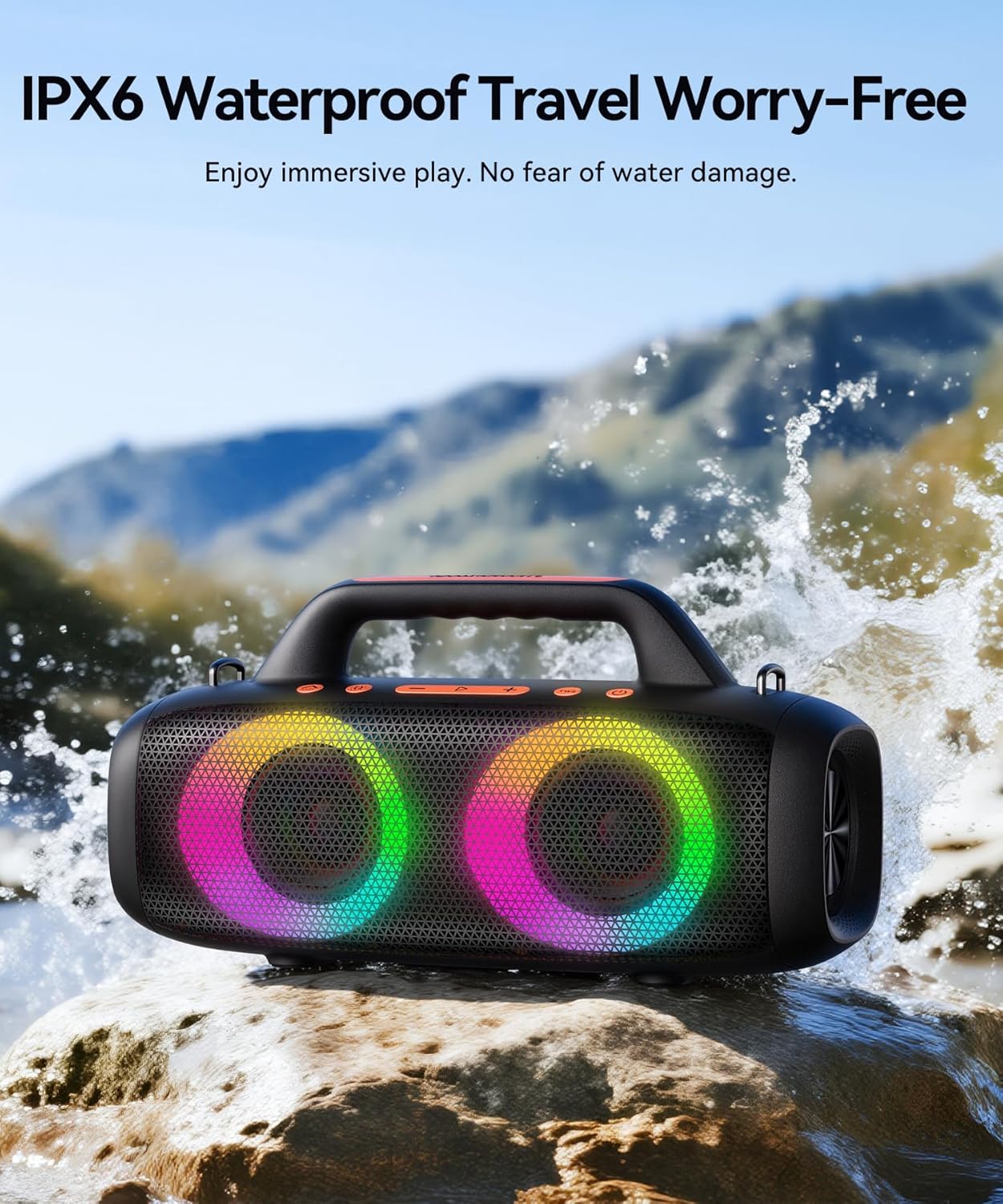 Thumbnail 5 de BassBloom Roar 1 Portable Bluetooth Speaker: 60W Bass, RGB Lights, IPX6, 24H Playtime