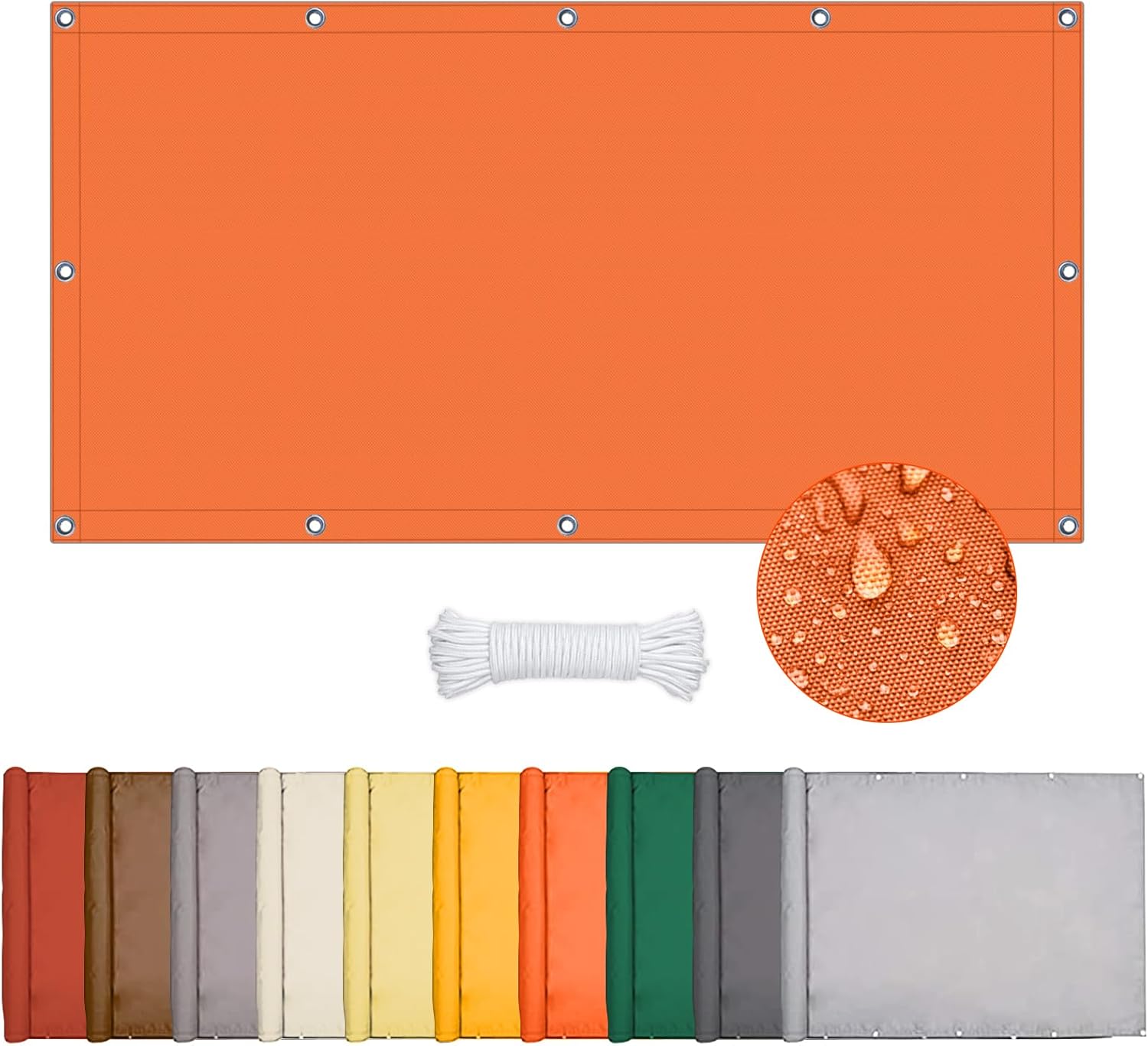 Detalle de Sonnensegel Rechteckig 1,5 × 3 m – wasserdicht mit Ösen, UV 95% Schutz, Orange