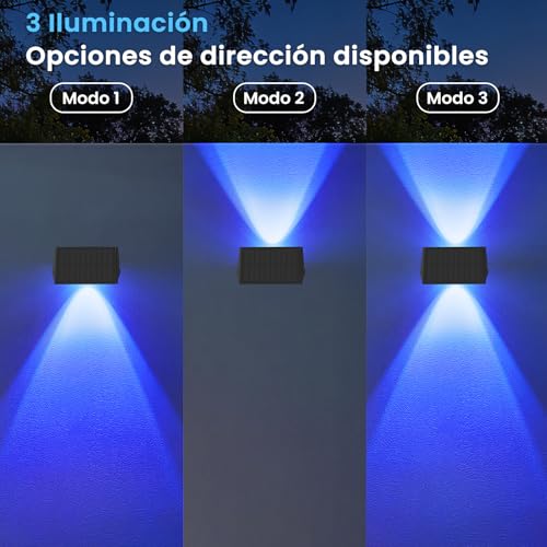Thumbnail 6 de Delaiglow Aplique Solar Exterior 6 Pack – Luz Solar LED para Paredes Arriba y Abajo, IP67, Blanco Cálido